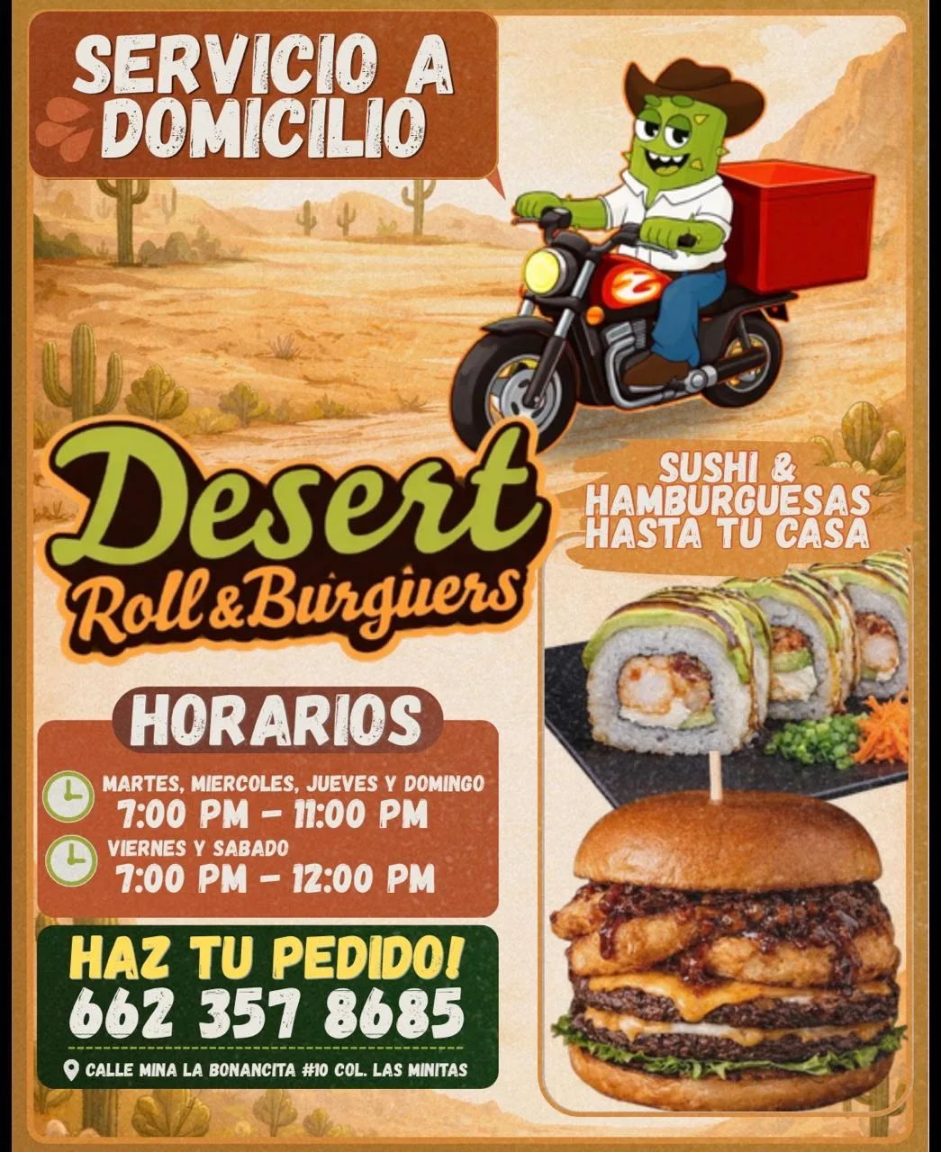 Servicio a Domicilio Sin Costo en Zona Las Minitas